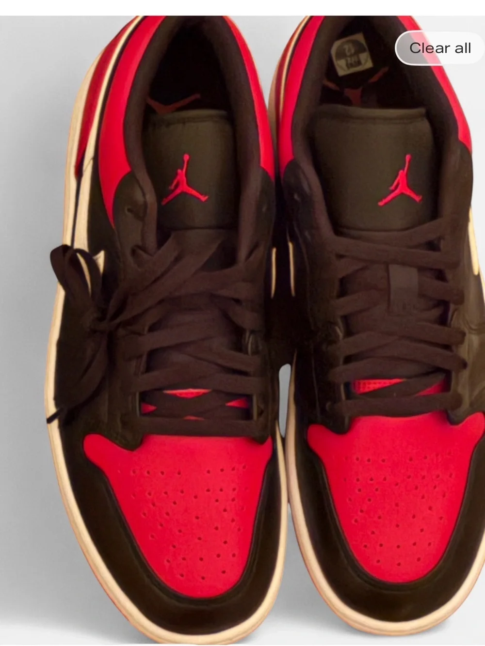 Jordan Low-Top Sneakers in Black, Red & White